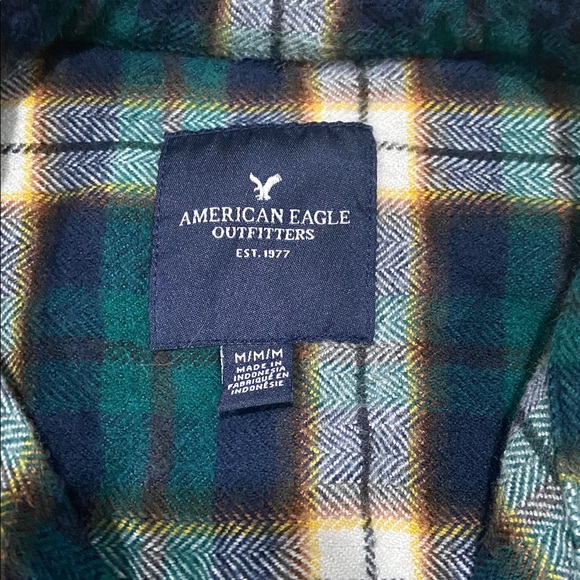 American Eagle Outfitters Green Plaid Shirt - Picture 2 of 7